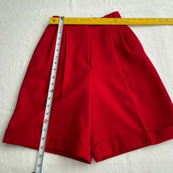 Austin Reed Vtg Shorts Women 2 Red Wool Tailored High Rise Pleated Front Golf - Picture 8 of 8